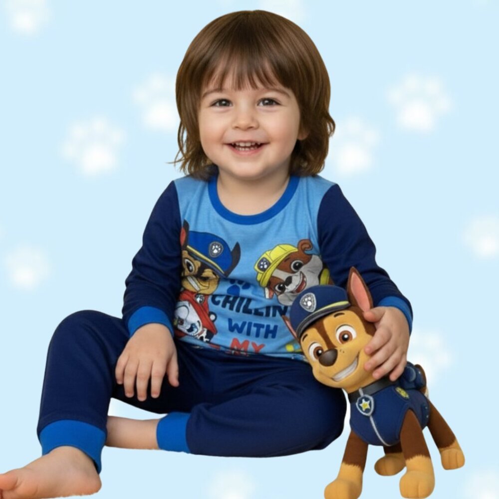 Paw Patrol Boys' Pyjama Set – Chillin' With My Pups, Long Sleeve, Chase Marshall